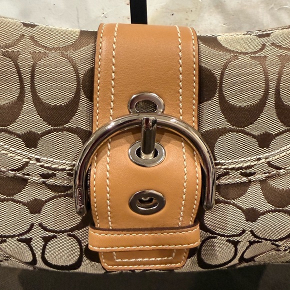 NWT Vintage Coach Soho Signature Flap Shoulder Bag 10602 Rare 2006 Khaki Camel - Picture 5 of 16